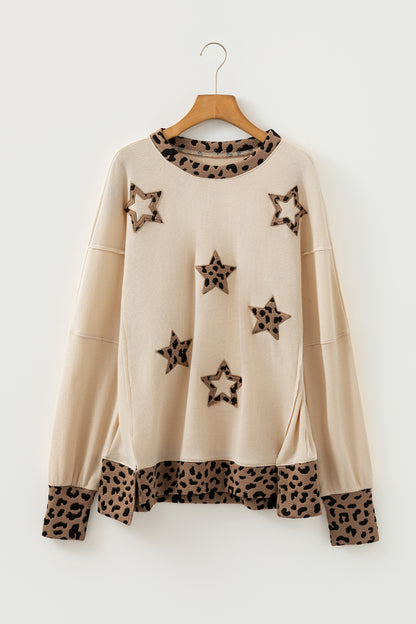 Leopard Star Raw-Seam Sweatshirt