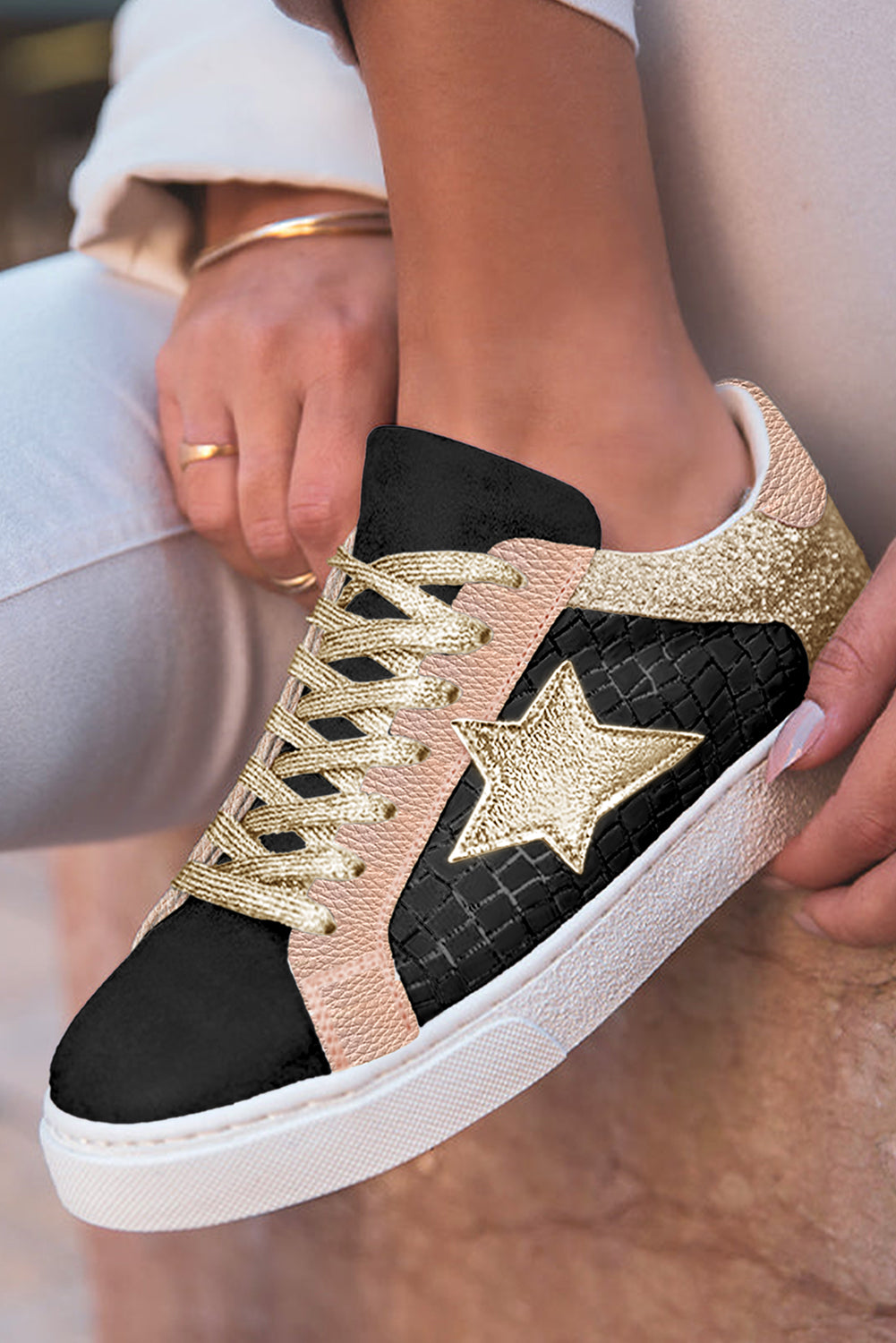Starlight Glitter Star Lace-Up Sneakers