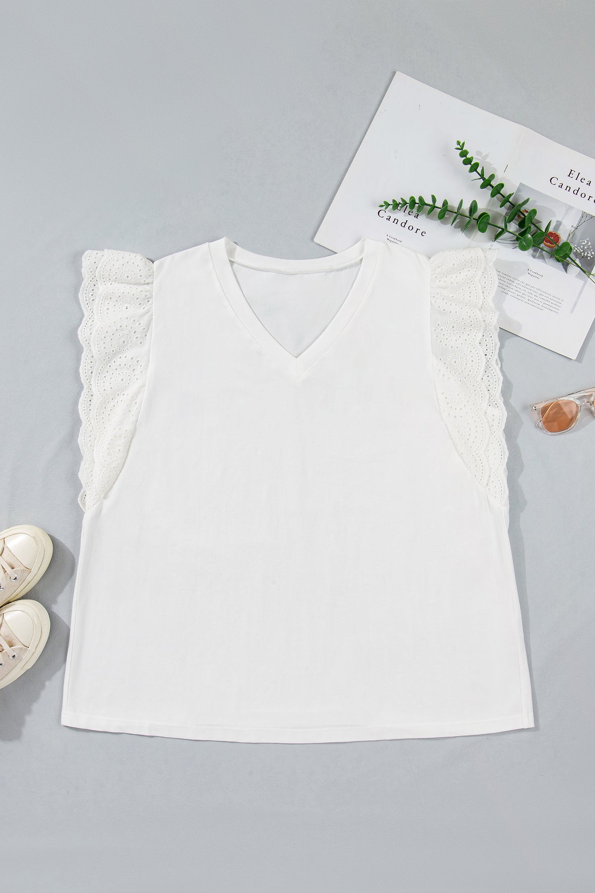 Plus Size Eyelet Crochet Tee