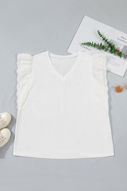 Plus Size Eyelet Crochet Tee