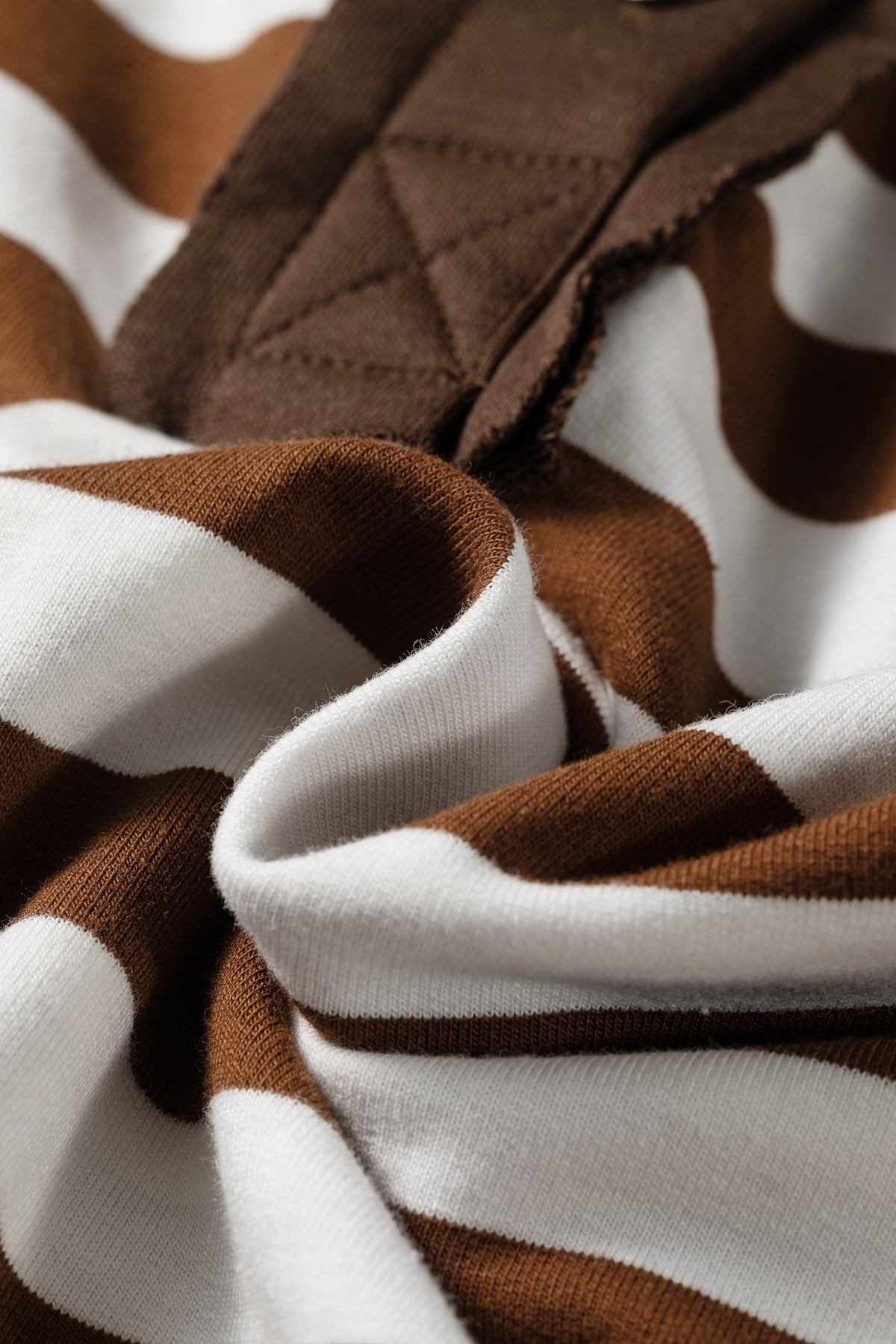 Brown Stripe Exposed-Seam Henley Sweatshirt