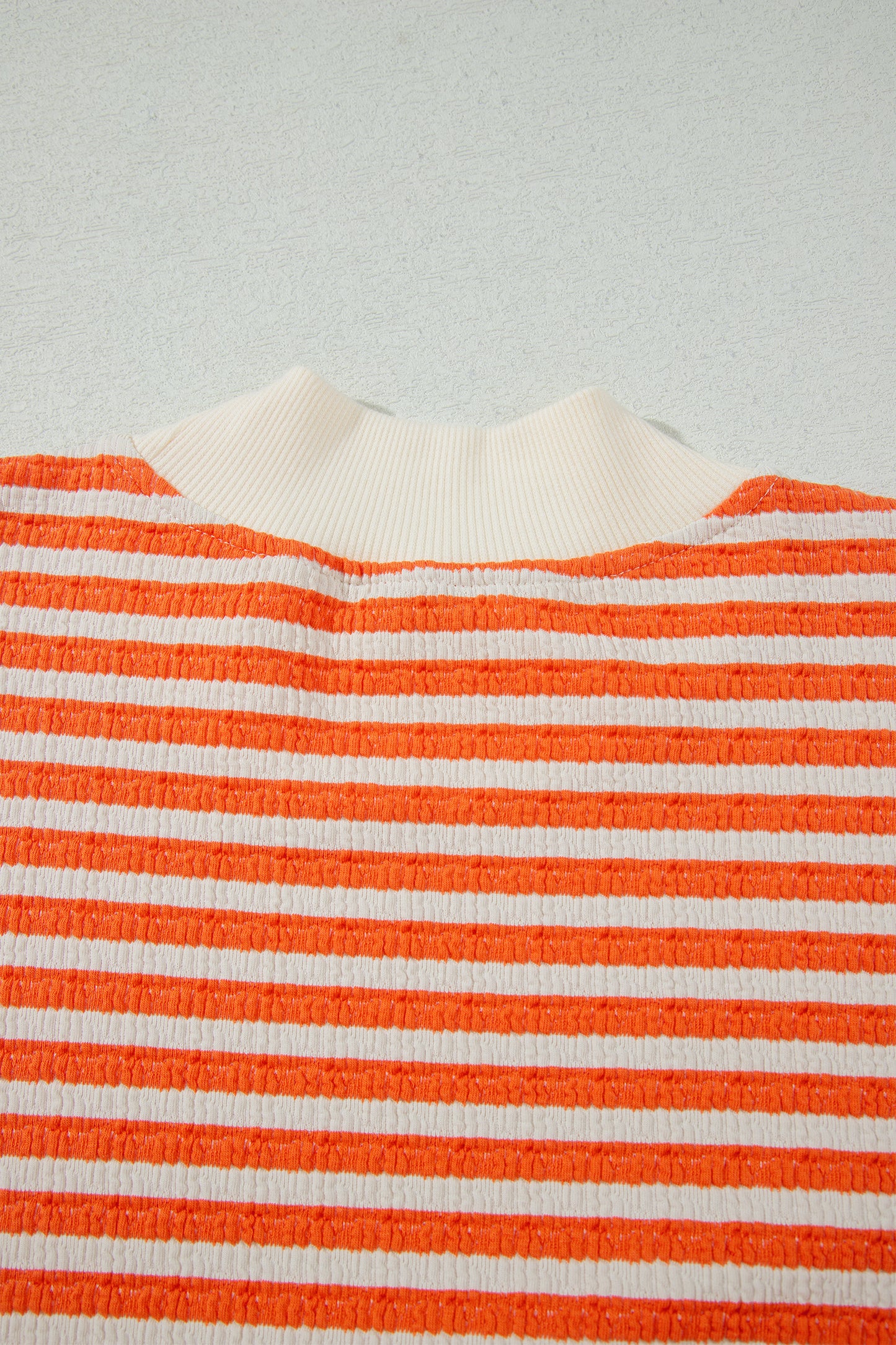 Harvest Stripe Textured Mock Neck Top