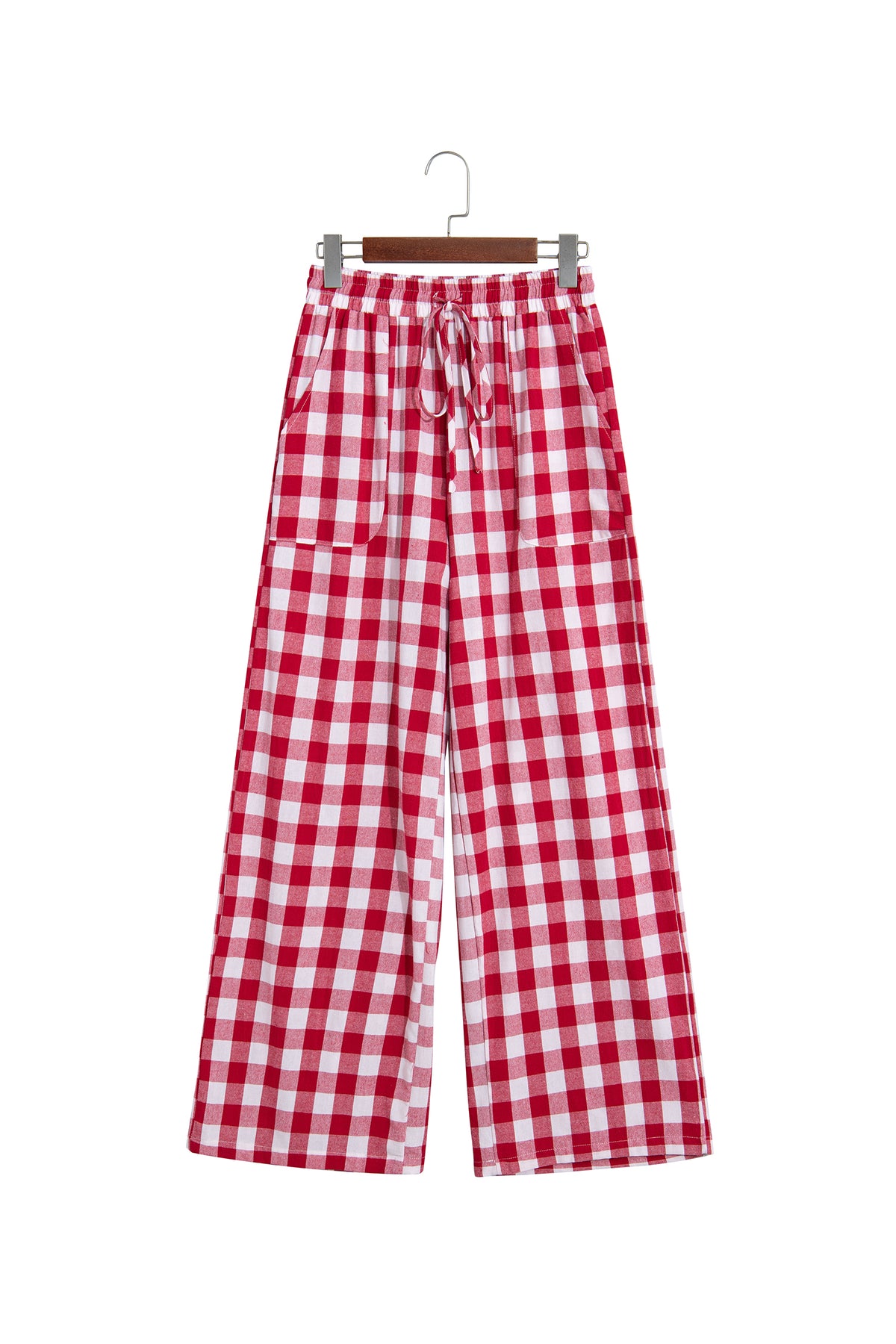 Gingham Plaid Tie-Waist Pants