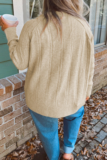 Parchment Cable Knit Tunic Sweater