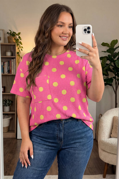 Polka Dot Ribbed Relaxed Tee