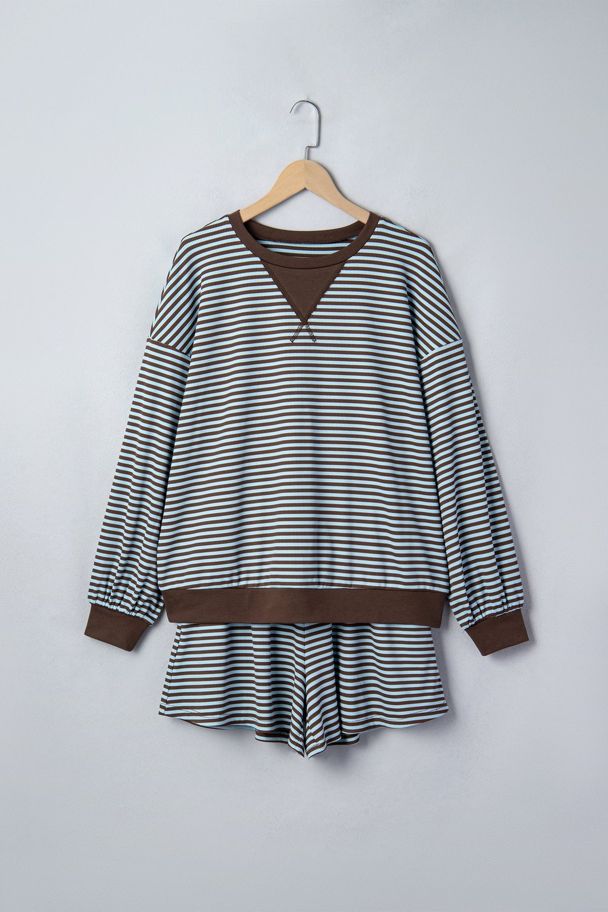 Plus Size Striped Top & Drawstring Shorts Set — product image 2