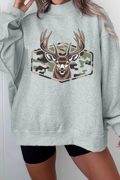 Camo Reindeer Mock-Neck Sweatshirt