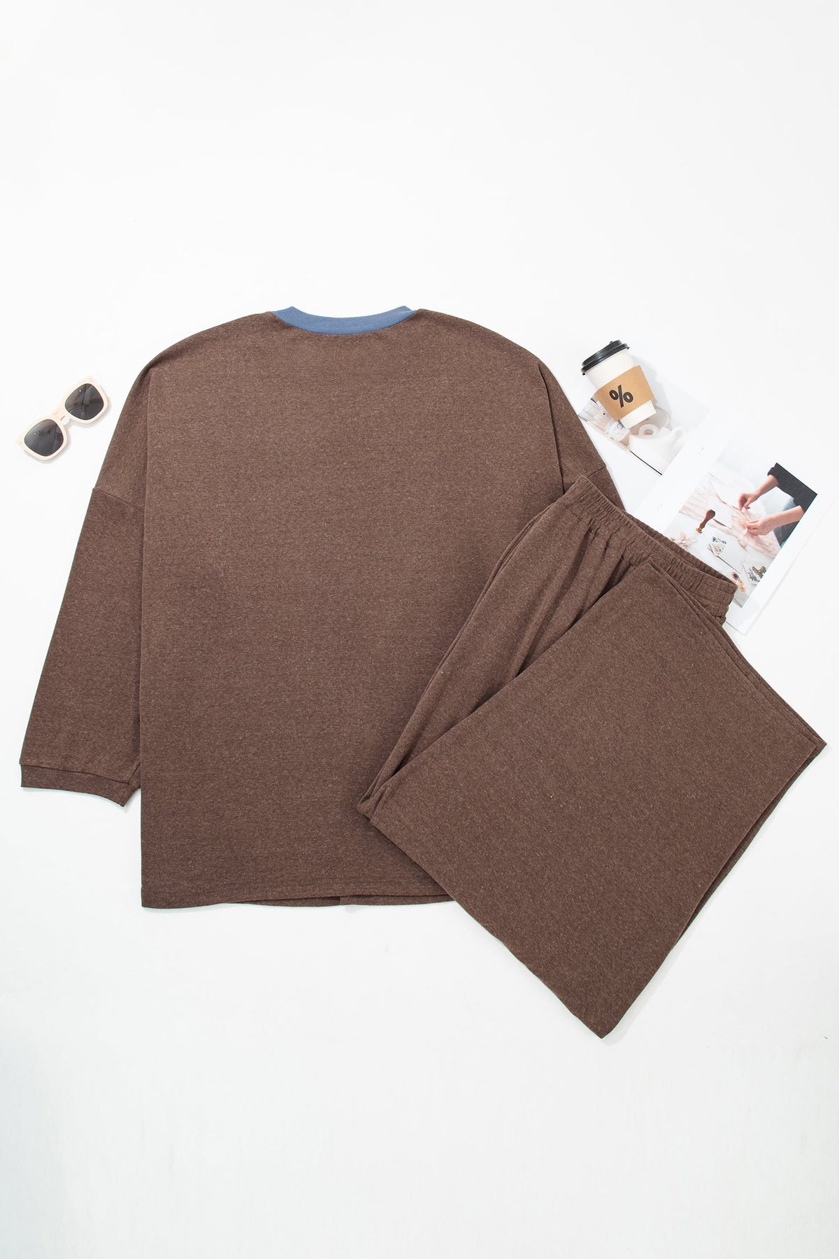Plus Size Cocoa Colorblock Lounge Set