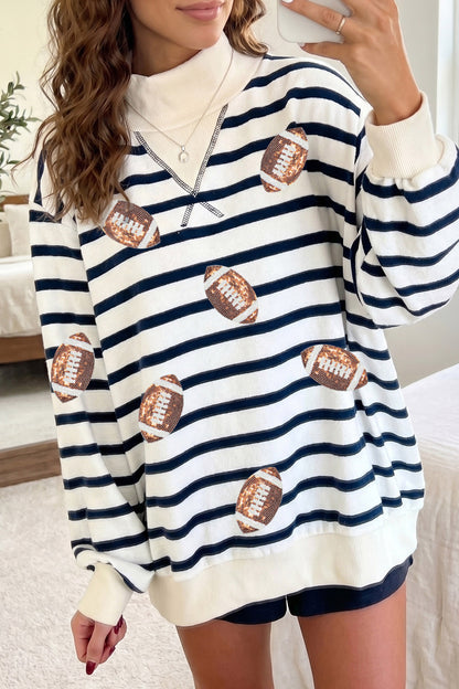 Striped Sequin Rugby Sweatshirt