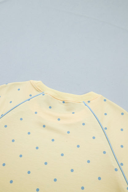 Polka Dot Piped Relaxed Top