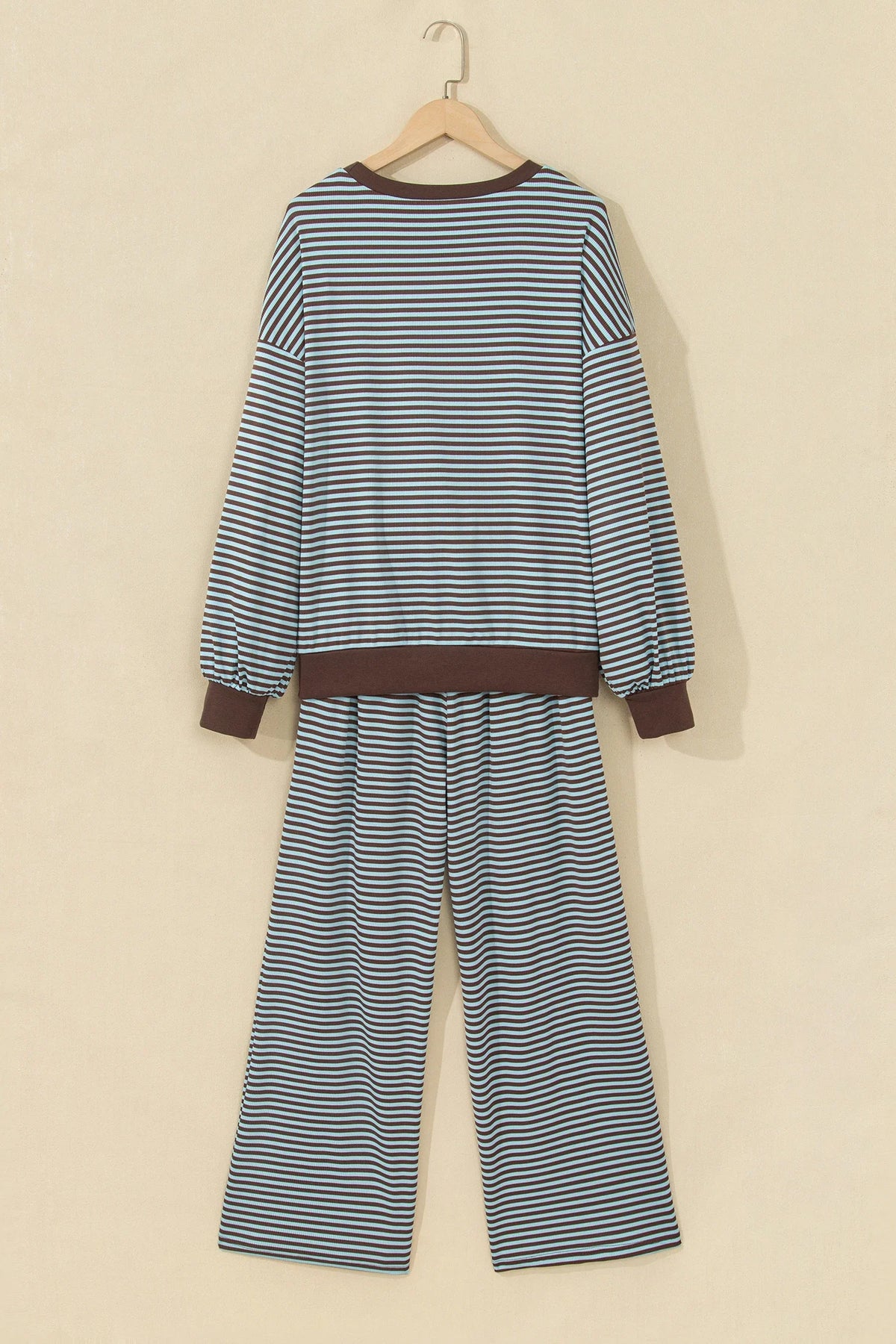 Stripe Drop Shoulder Loose Top & Pants Set — product image 3
