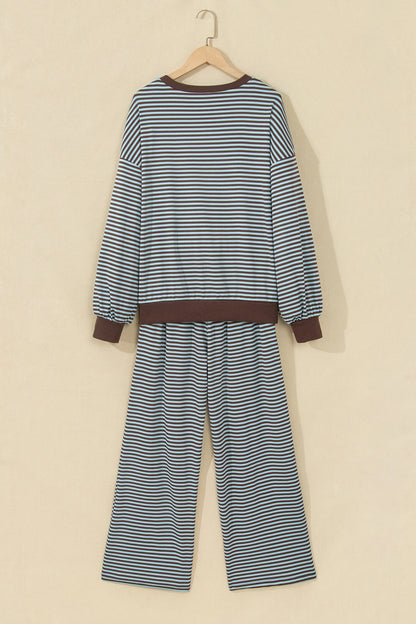 Stripe Drop Shoulder Loose Top & Pants Set — product image 3