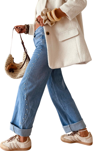 Dusk Blue Rivet Ankle Jeans