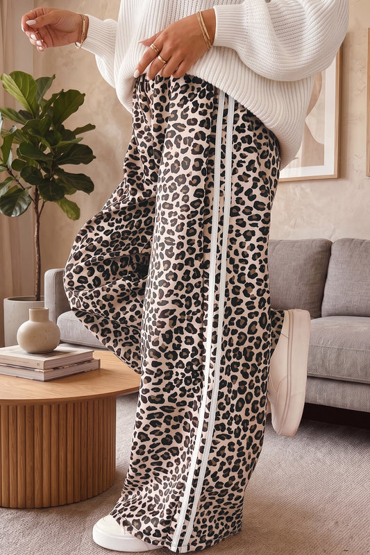 Plus Size Leopard Side-Stripe Pants