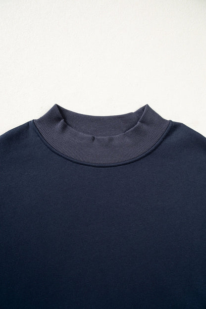 Navy Gingham Colorblock Sweatshirt