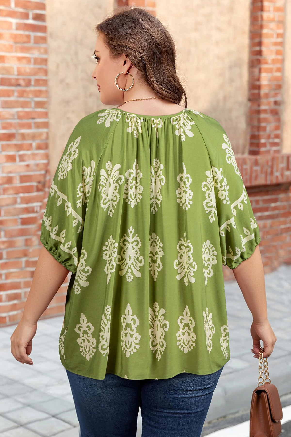 Floral Notched-Neck Blouse