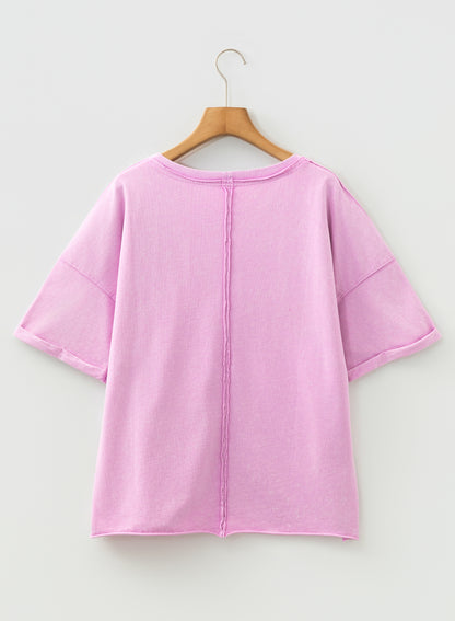 Lavender Mineral Wash Raw-Edge Tee