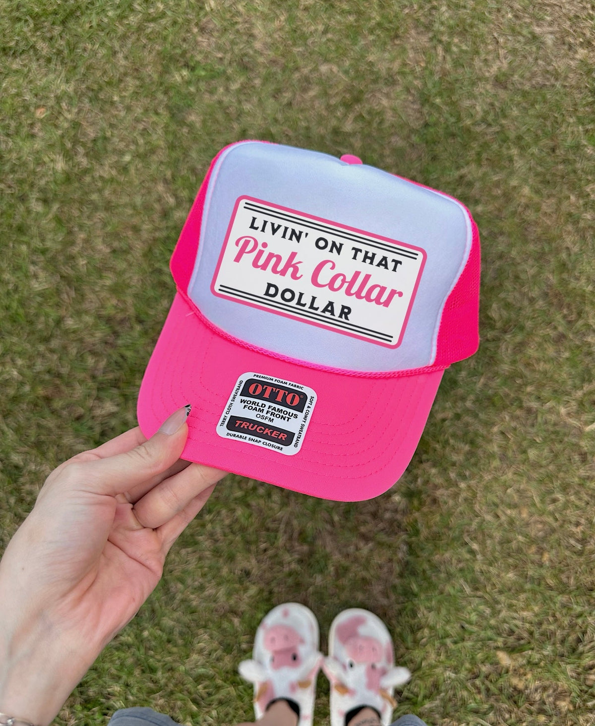 Pink Collar Dollar Trucker Hat