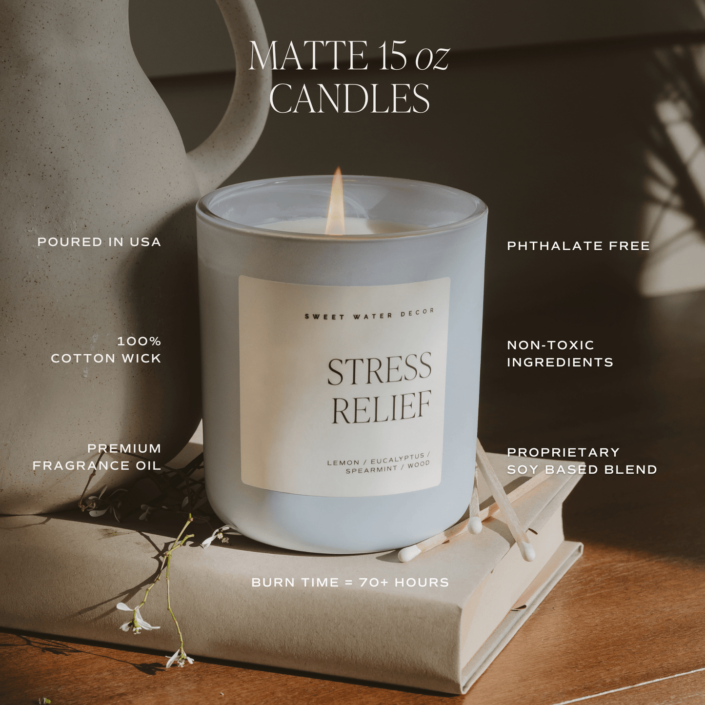 Something Blue Soy Candle - Blue Matte Jar - 15 oz (Salt and Sea)