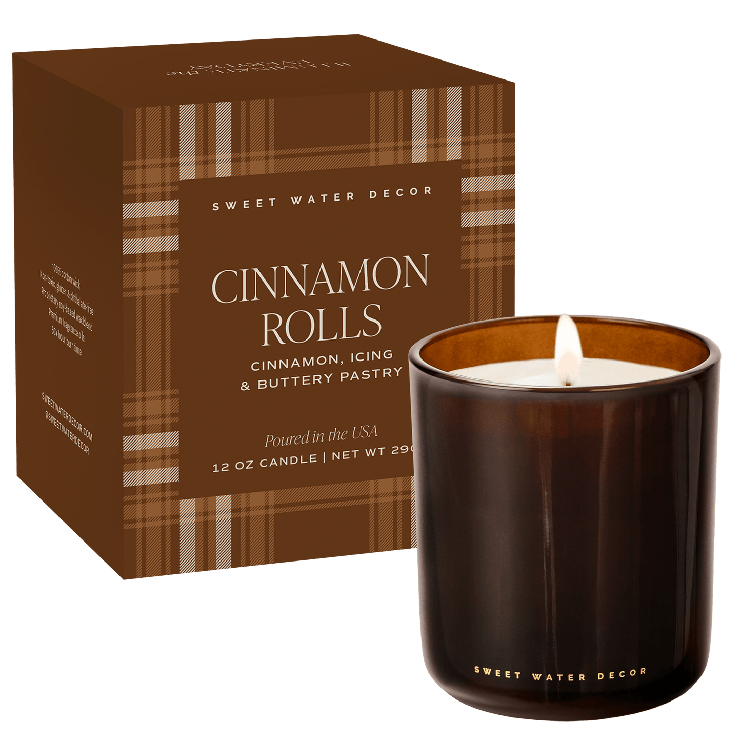 Cinnamon Rolls Soy Candle - Boxed Amber Tinted Glass Jar - 12 oz