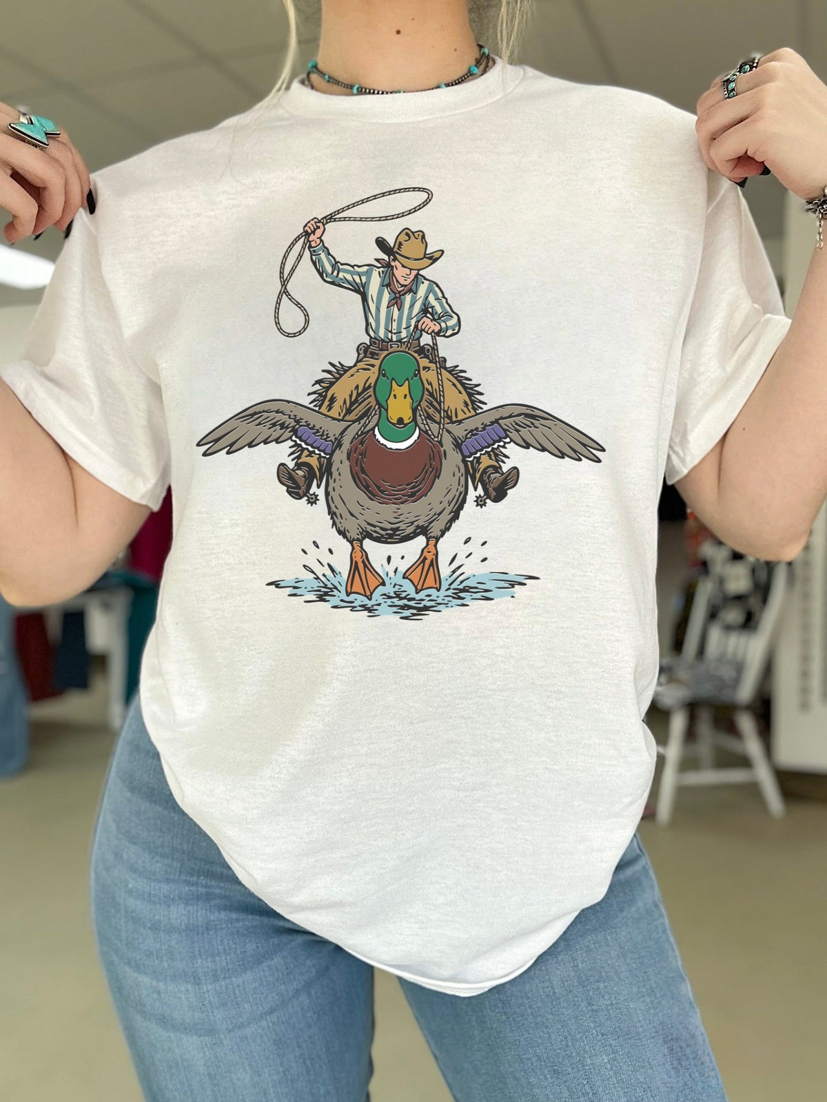 Cowboy Mallard Tee or Crewneck