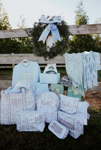 Western Blues Quilted Tote Bag | Customizable