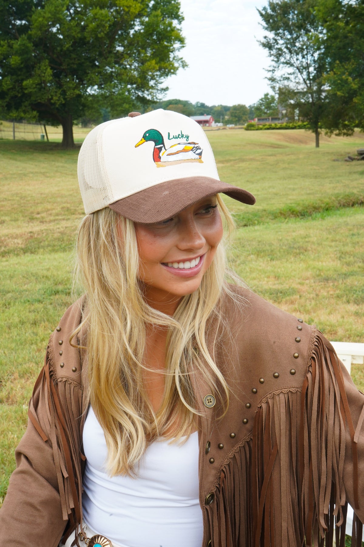 Lucky Duck - Brown Corduroy Trucker Hat