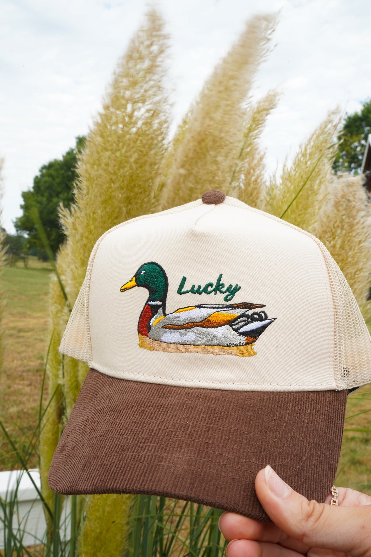 Lucky Duck - Brown Corduroy Trucker Hat