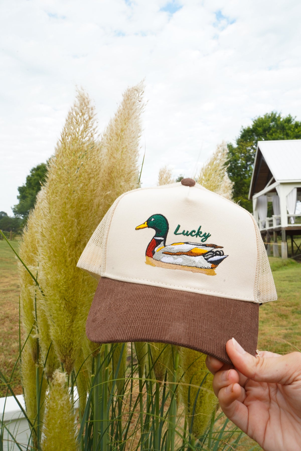 Lucky Duck - Brown Corduroy Trucker Hat