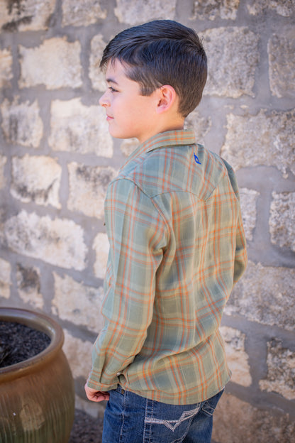 Deer Camp Plaid Pearl Snap Flannel – Boys Long Sleeve Shirt
