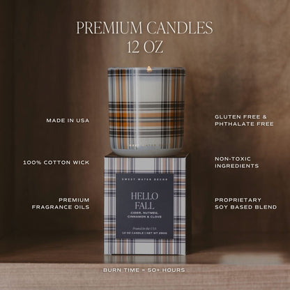 Fall Leaves Soy Candle - Boxed Amber Tinted Glass Jar - 12 oz