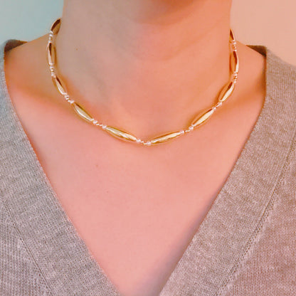 Golden Tube Bead Necklace
