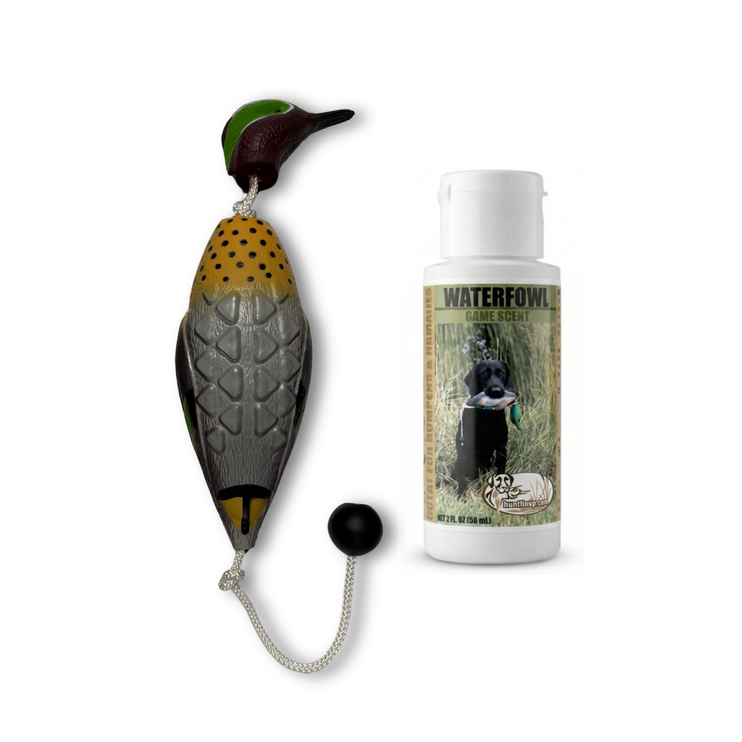 HuntEmUp Ultimate Green-Winged Teal Training Bundle - Teal Dummy with Waterfowl Scent