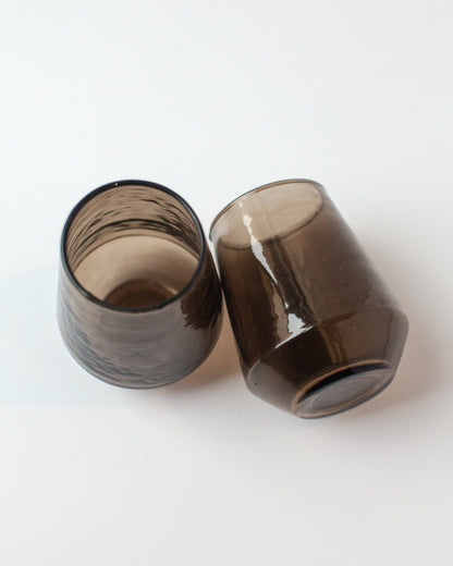 Pair of Hammered Glass Stemless Tumblers