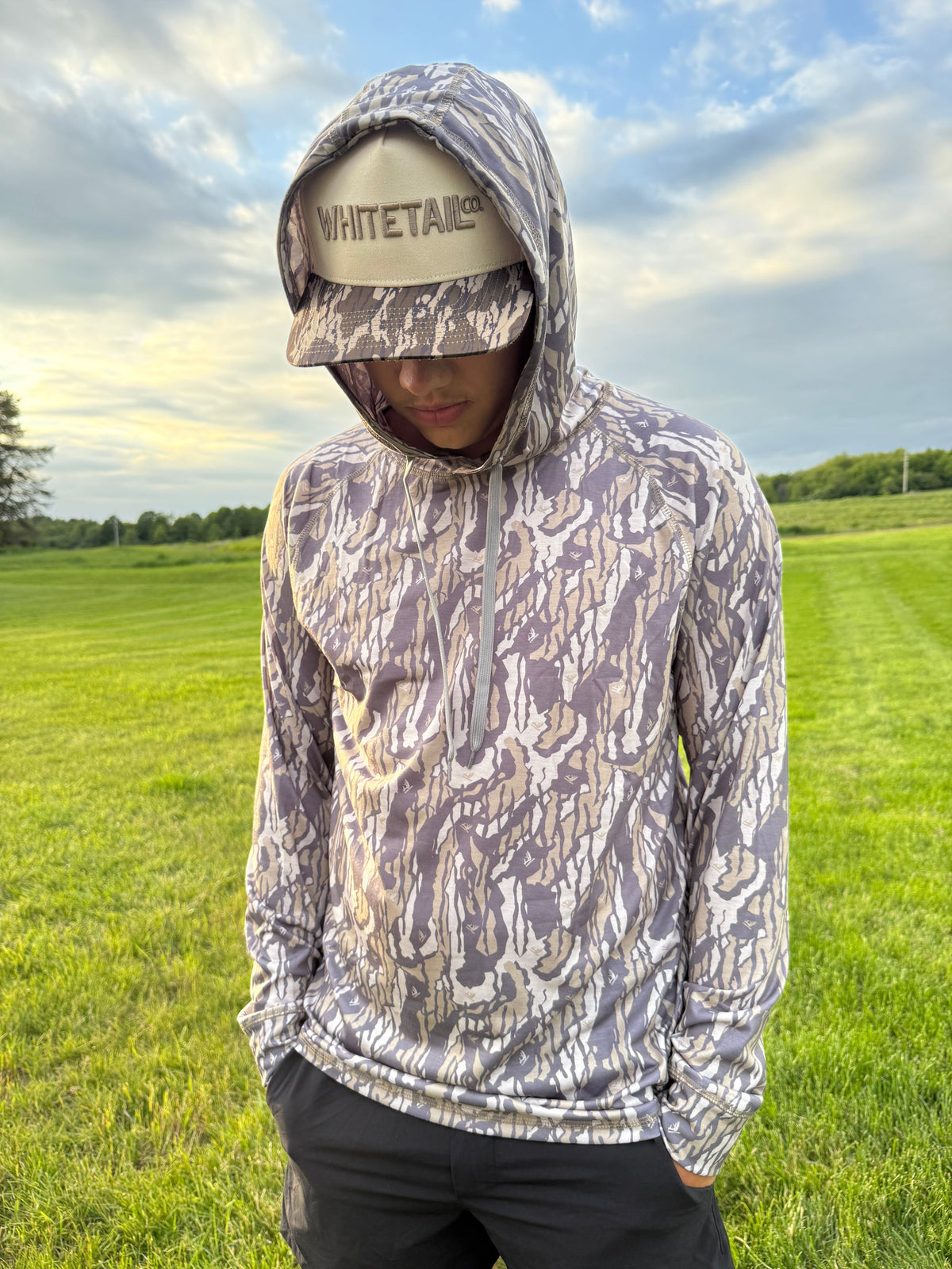 Whitetail Co. Old Faded Tree Bark Lightweight Hoodie