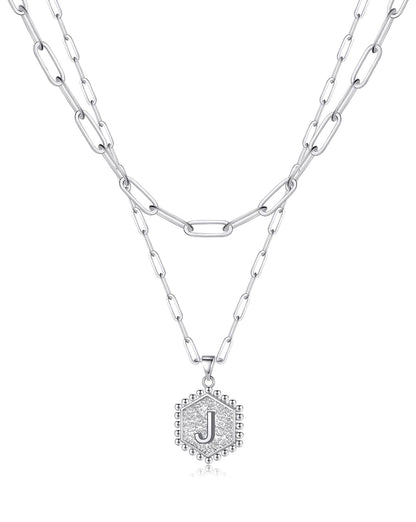 Beautiful Silver Layered Initial Necklaces (A-Z)