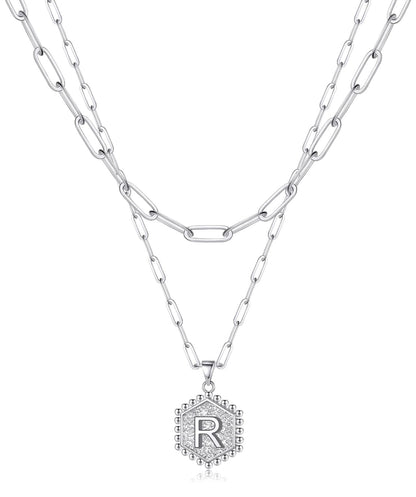 Beautiful Silver Layered Initial Necklaces (A-Z)