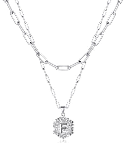 Beautiful Silver Layered Initial Necklaces (A-Z)