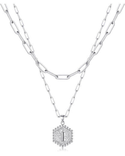 Beautiful Silver Layered Initial Necklaces (A-Z)