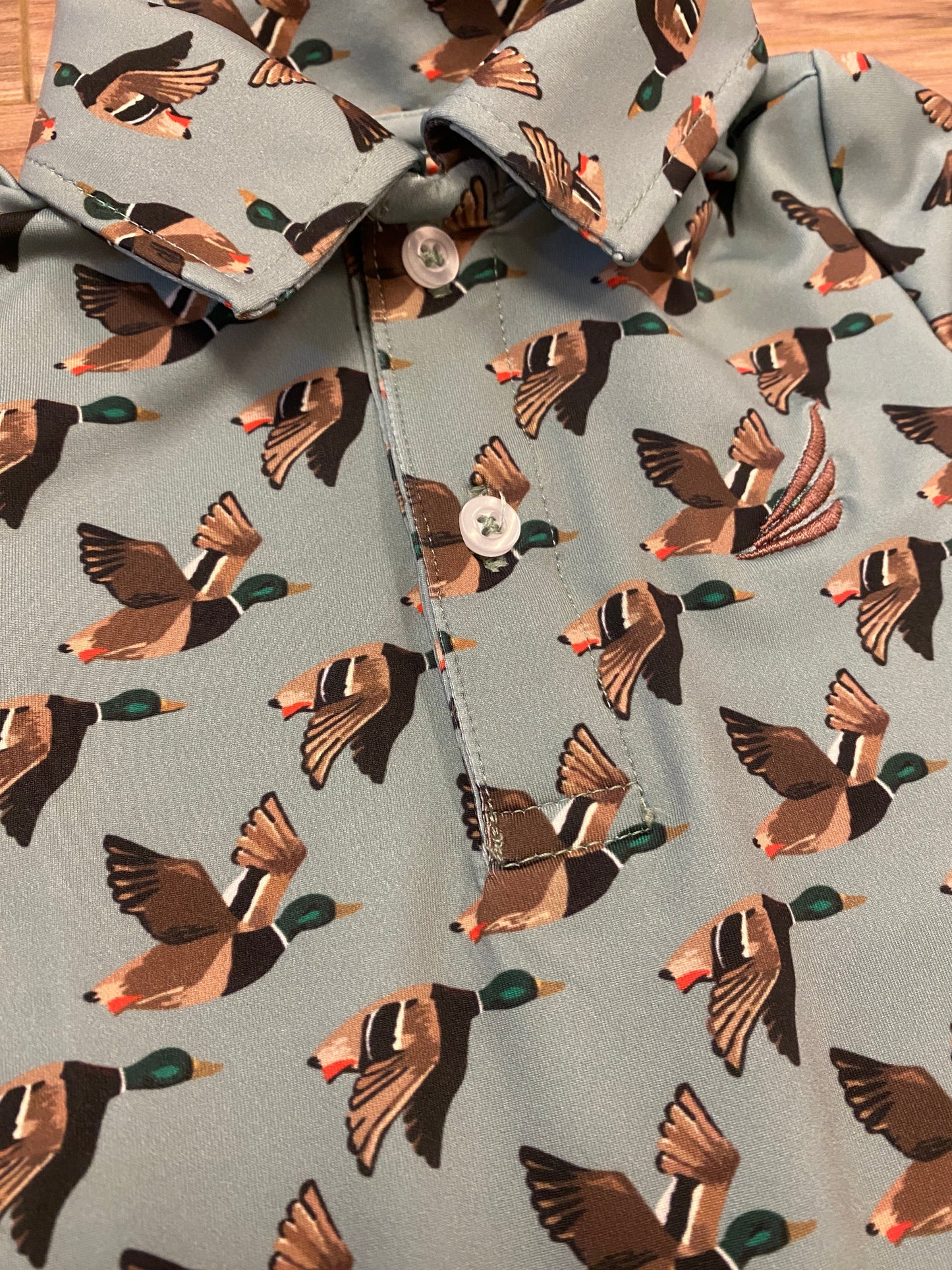 Performance Duck Print Baby Romper – Long Sleeve Collared One-Piece