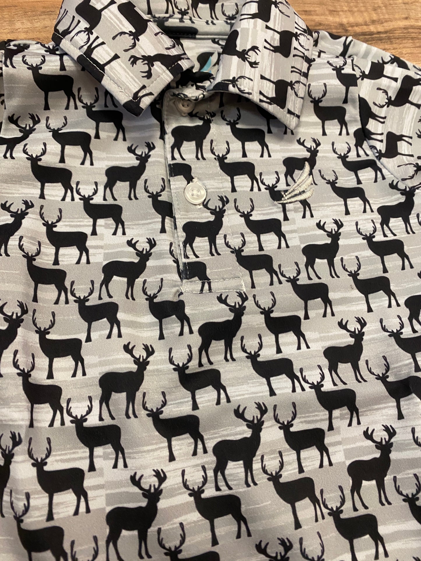 Performance Deer Print Baby Romper – Long Sleeve Collared One-Piece