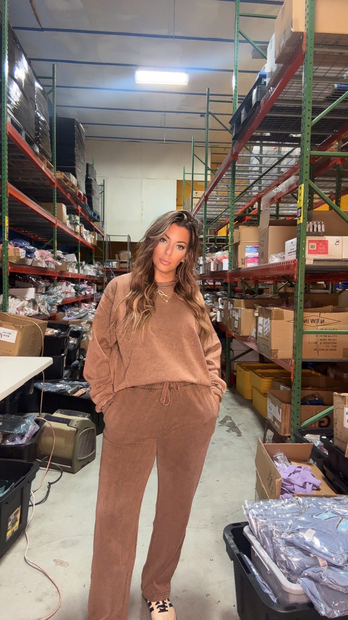 Acid Wash Fleece Sweatshirt & Pants Set