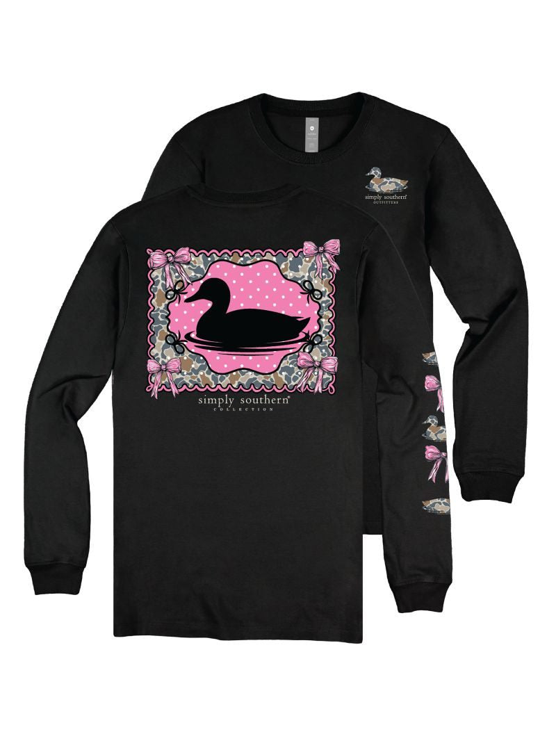 Duck - Camo - Pink Bows - SS - F26 - Adult Long Sleeve