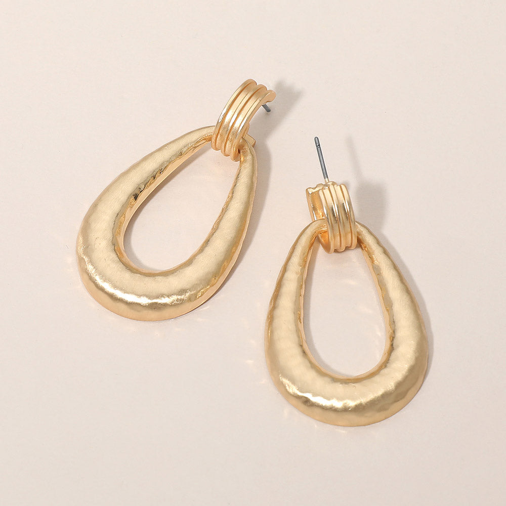 Hammered Metal Teardrop Door knocker Earrings