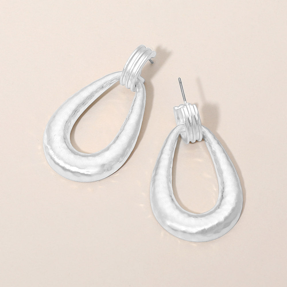 Hammered Metal Teardrop Door knocker Earrings