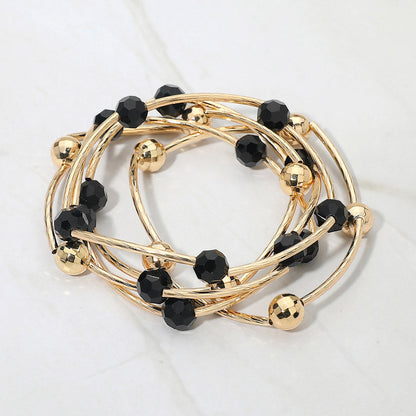 Ball & Metal Bar Beaded Stretch Bracelet Set - 5 Piece