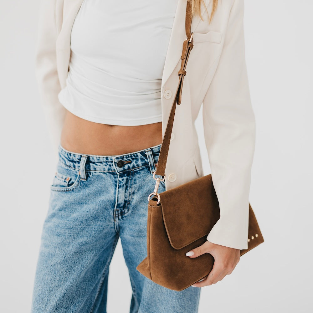 Miranda Faux-Suede Flap Crossbody Bag