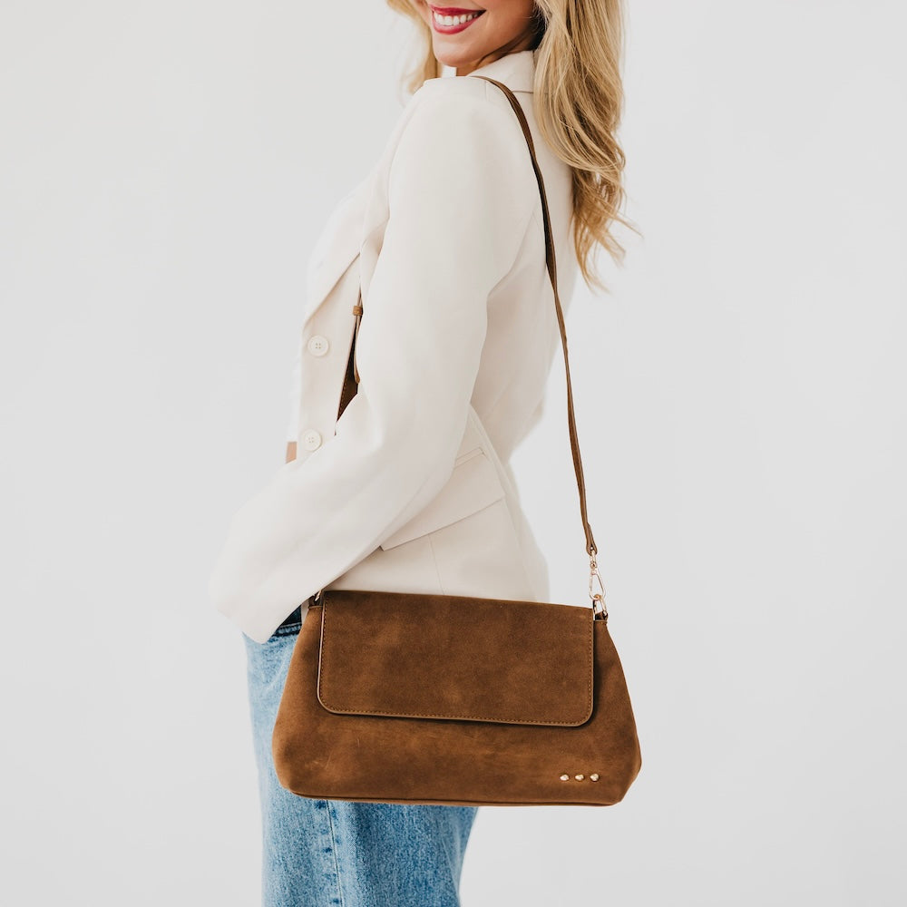 Miranda Faux-Suede Flap Crossbody Bag