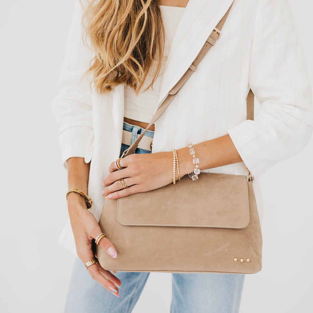 Miranda Faux-Suede Flap Crossbody Bag