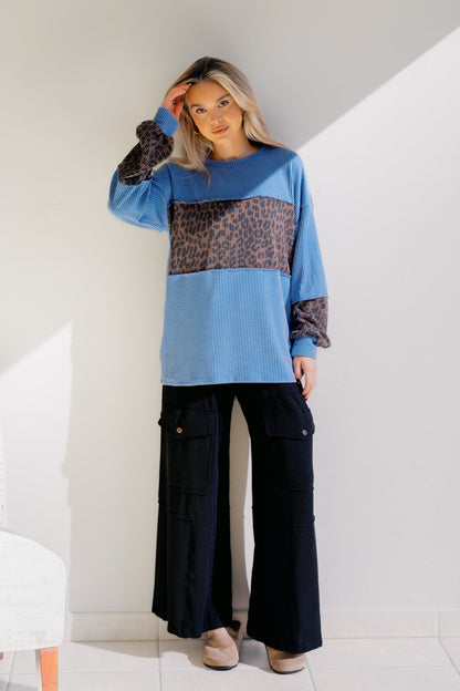 Ocean Prowl Leopard Knit Top